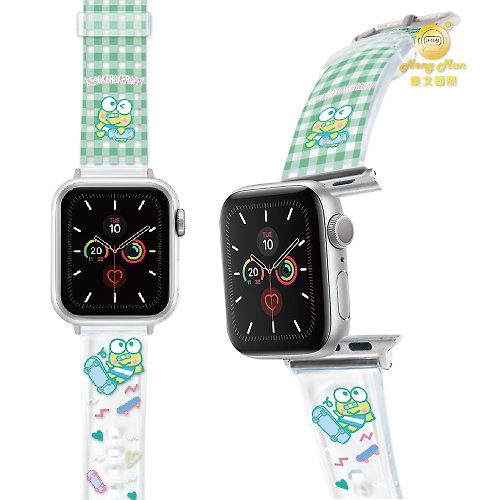 HongMan康文國際 三麗鷗 大眼蛙 Apple Watch PVC果凍透明錶帶 KR滑板男孩