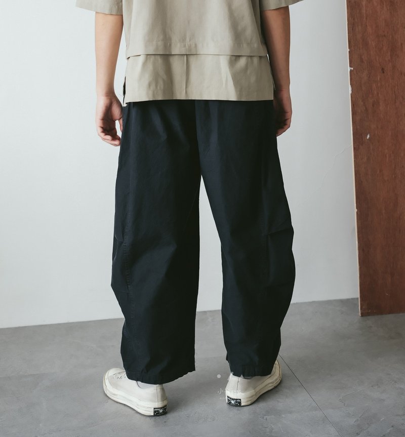 Personally customized oatmeal my pants washed cocoon-shaped trousers - 2 colors - my black - กางเกงขายาว - ผ้าฝ้าย/ผ้าลินิน สีดำ