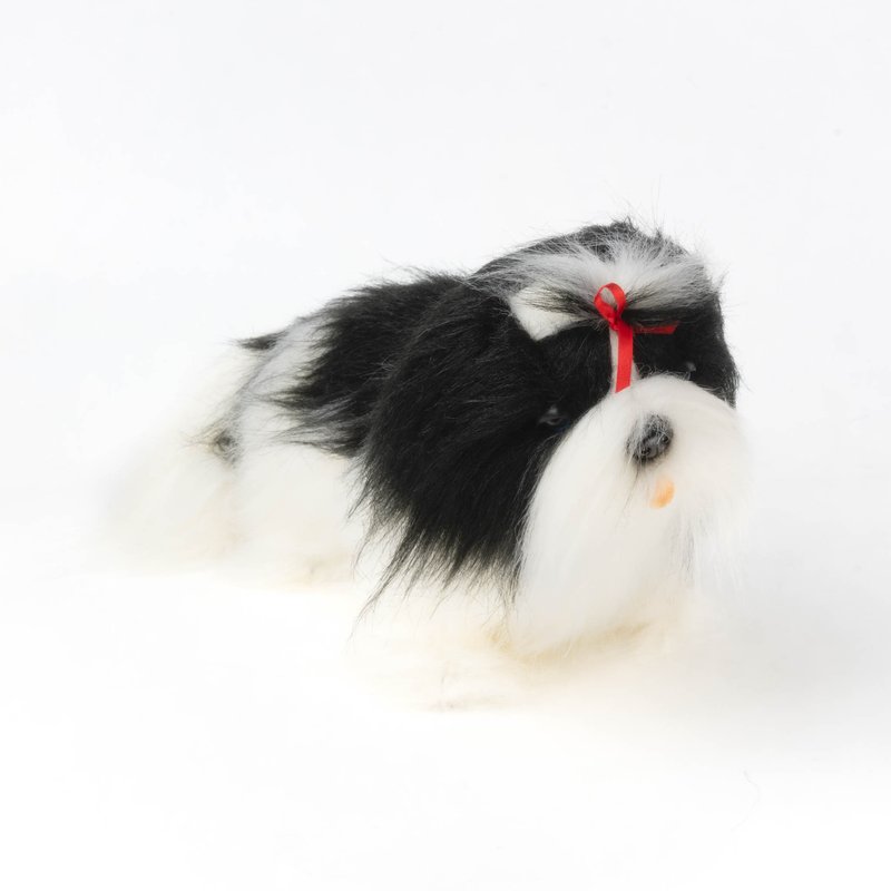 Hansa 8554-Shih Tzu (black and white) 40 cm long - ตุ๊กตา - วัสดุอีโค สีดำ