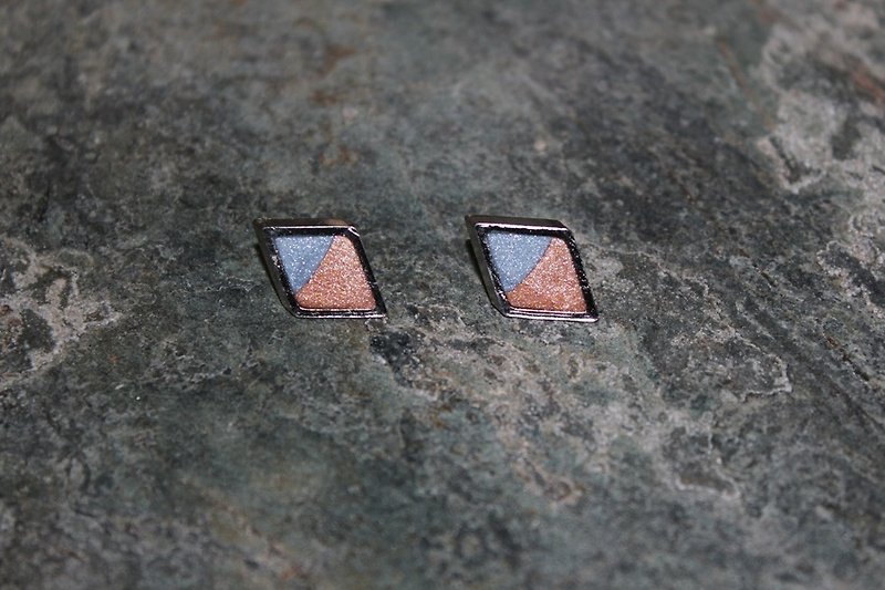 Double-sided Lawrence Soft Ceramic Needle Earrings - Purple X Rose Gold - Earrings & Clip-ons - Pottery Blue
