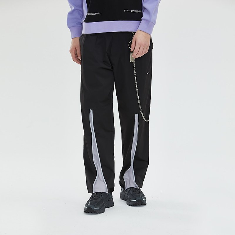 SIDEEFFECT ROUSERS Loose black trousers casual pants with zipper opening decoration - Men's Pants - Polyester Black
