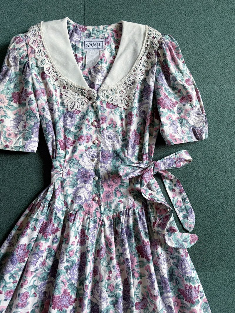 DBY USA1980s 100%棉布 size5 芍藥盛開花柄裙 - 洋裝/連身裙 - 棉．麻 