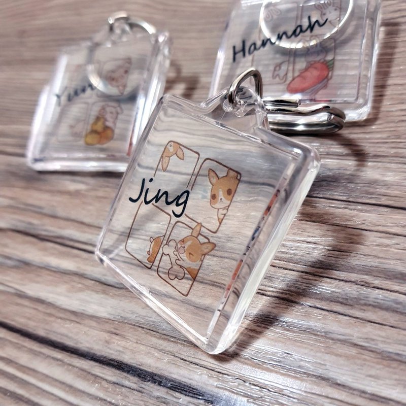 【晶透飾品】原創插畫・客製化・婚禮小物・幼兒園分享禮情侶吊飾 - 吊飾/掛飾 - 壓克力 白色