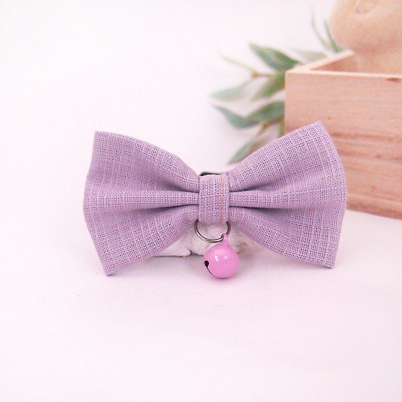 Lavender Purple Bowknot Pet Decoration Collar Cat Small Dog Mini Dog - Collars & Leashes - Cotton & Hemp Purple