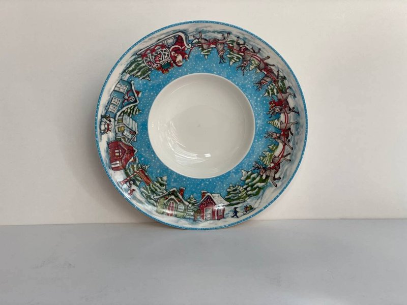 德國唯寶 (Villeroy & Boch) 精美的聖誕盤子 | 意大利面瓷深盤 - 花瓶/花器 - 瓷 藍色