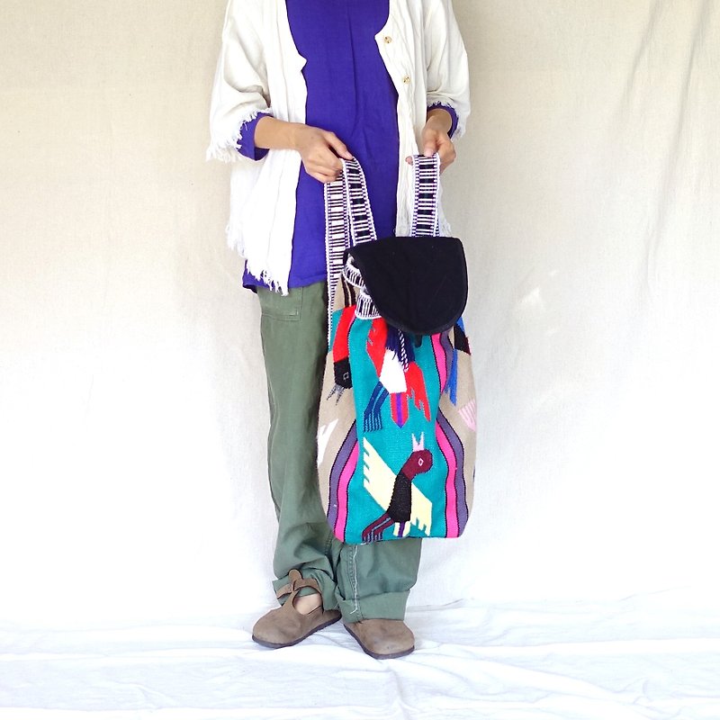 BajuTua / warm old things / South America hand-woven wool backpack - กระเป๋าเป้สะพายหลัง - ขนแกะ หลากหลายสี