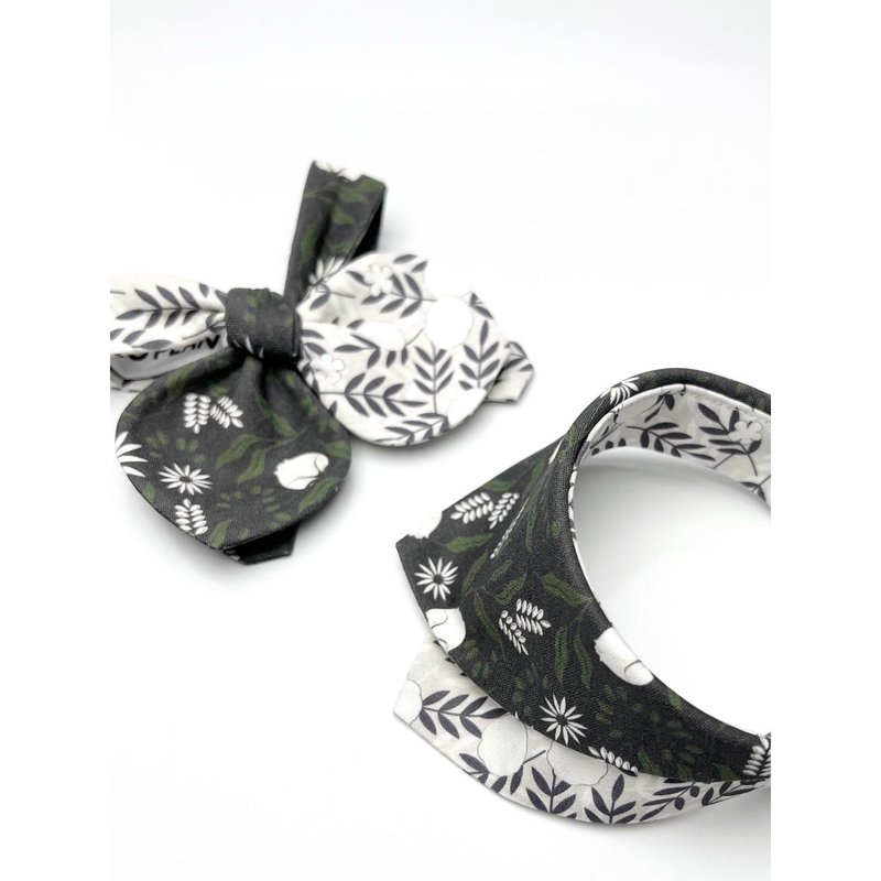 Midnight Snow_Pet scarf/bow tie - Collars & Leashes - Cotton & Hemp Green