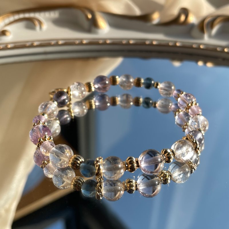 /Lilacs after the Rain/Wisdom Love Ultra Cordyde Devil Aquamarine Crystal Design Bracelet - สร้อยข้อมือ - คริสตัล สีม่วง