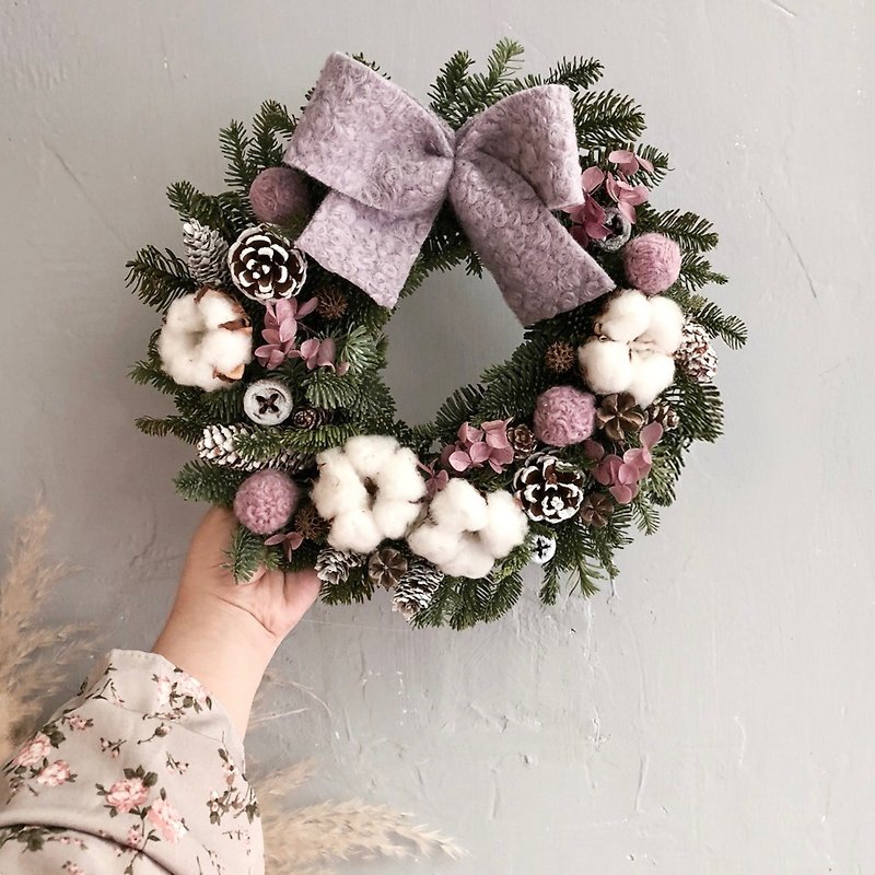 紫色諾貝松聖誕花圈 - 乾花/永生花 - 植物．花 