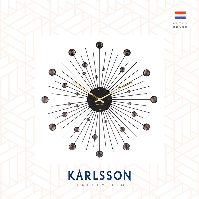Karlsson 50cm Wall clock Sunburst crystal large black - นาฬิกา - โลหะ สีดำ