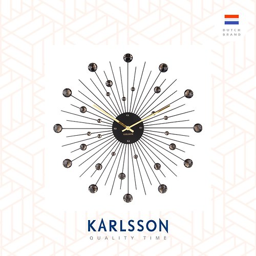 Ur Lifestyle 荷蘭Karlsson 50cm Sunburst 晶石放射掛鐘黑色