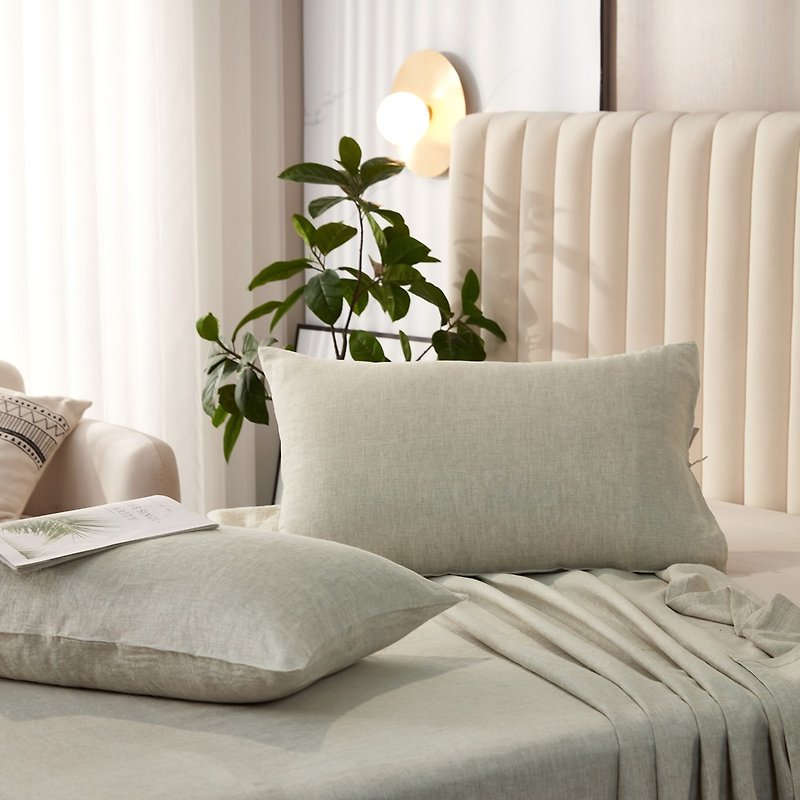 Rain dew linen pillowcases 2 pieces 100% Linen natural color can be customized - เครื่องนอน - ผ้าฝ้าย/ผ้าลินิน สีกากี
