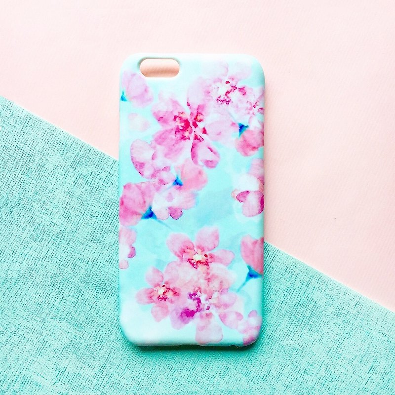 Cherry blossom blue phone case - เคส/ซองมือถือ - พลาสติก สึชมพู