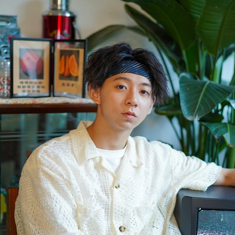 男裝手工髮帶 / 運動風格 / 藍黑斜間 - 髮夾/髮圈 - 棉．麻 藍色