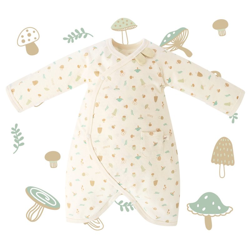 [SISSO Organic Cotton] Forest Mushroom Tencel Cotton Refreshing Butterfly Dress 3M 6M - Tops & T-Shirts - Cotton & Hemp White