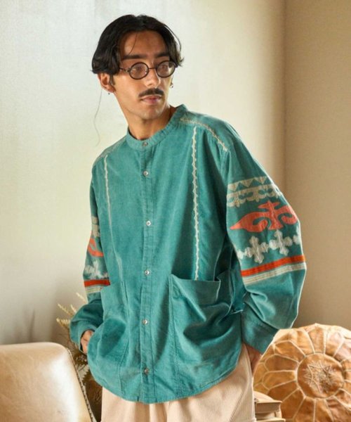 Saibaba Ethnique 【熱門預購】男款吉爾吉斯遊牧拼布刺繡燈芯絨襯衫(3色)ILL-4810