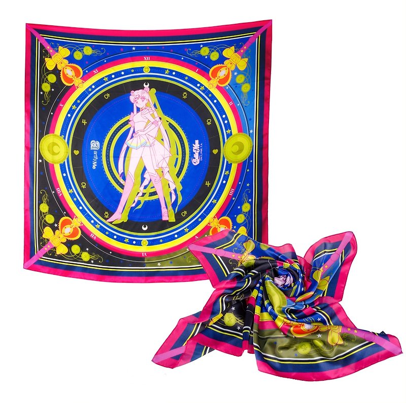 SailorMoon X Artify Me Sailor Moon Monta shawl scarf - ผ้าพันคอถัก - ผ้าไหม สีน้ำเงิน