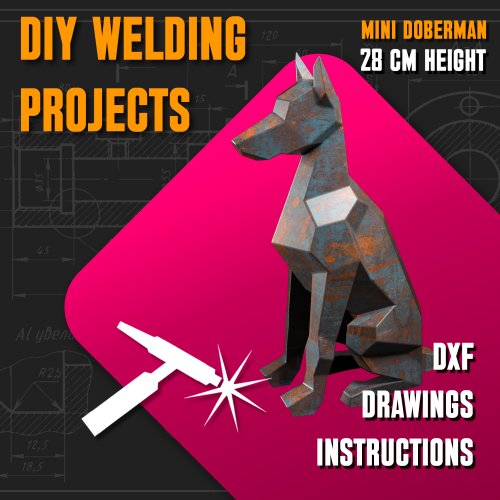 DIY Welding Projects Welding Project Plans Drawings Mini Doberman (DXF, PDF)