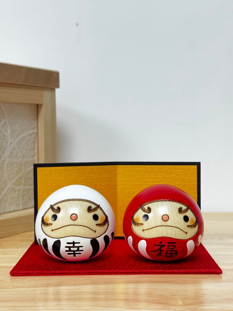 卯三郎之孫 | 幸福木達磨套裝 (白紅套裝) - 擺飾/家飾品 - 木頭 