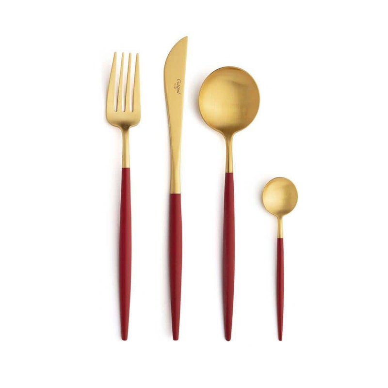 葡萄牙 Cutipol  GOA   紅金 主餐四件組(刀叉匙+咖啡匙) - 刀叉/湯匙/餐具組 - 不鏽鋼 紅色