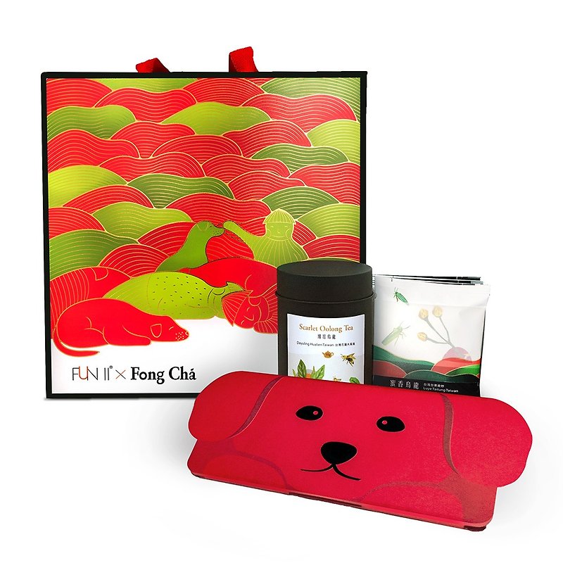 豐趣禮盒(緋紅烏龍散茶+蜜香烏龍袋茶)｜FUN ll x Fong Cha - 茶葉/茶包 - 紙 紅色