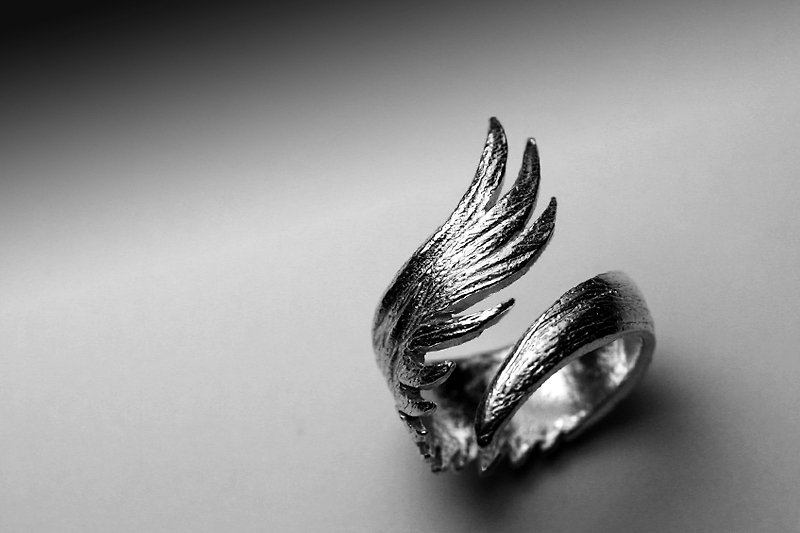 大單翅膀戒 - 戒指 - 其他金屬 銀色