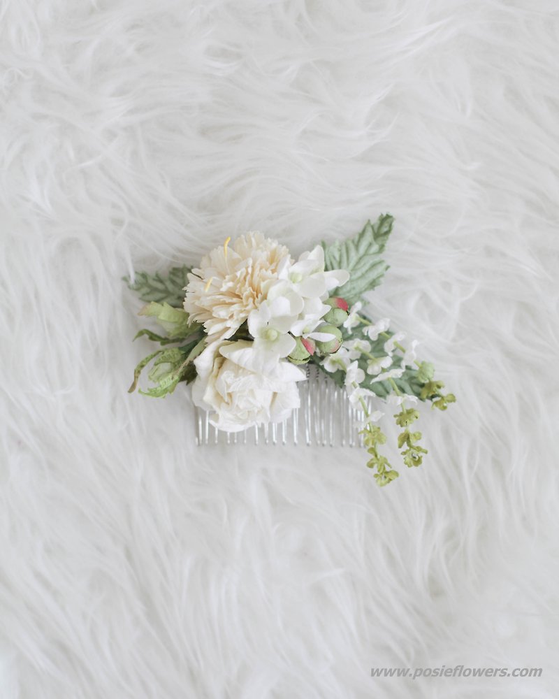 白雪姫の手作りの紙の花の髪の櫛 - ヘアアクセサリー - 紙 ホワイト