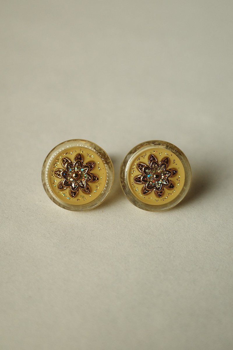 Flowers in the kaleidoscope - Earrings & Clip-ons - Other Materials Yellow