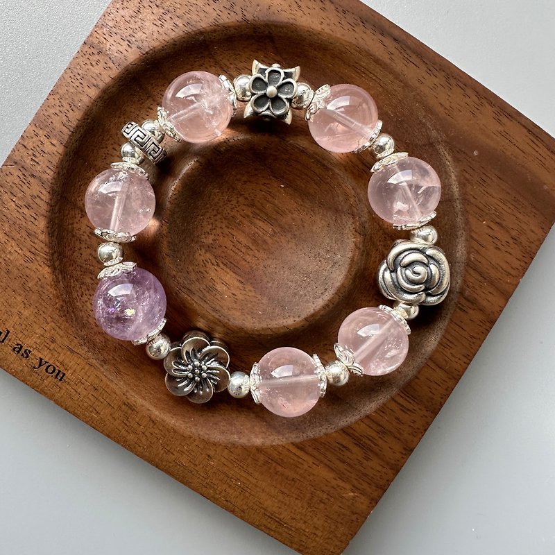 Amethyst, Rose Quartz. Original bracelet. Free transportation - Bracelets - Crystal 