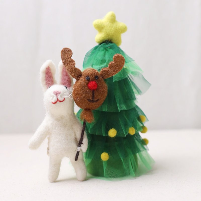 羊毛出在羊山上 羊毛氈 鑰匙圈 筆套 麋鹿 氣球 白兔 聖誕限定 - 擺飾/家飾品 - 羊毛 白色