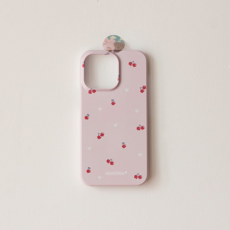 MOPPY&HABBY | Xiaoman Cherry iPhone Korean film phone case - Phone Cases - Other Materials Pink