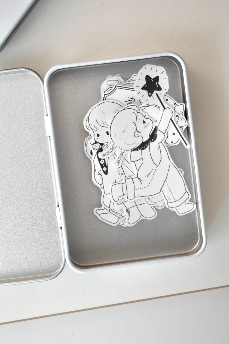 Adorable Girl Drawing Sticker - 貼紙 - 紙 