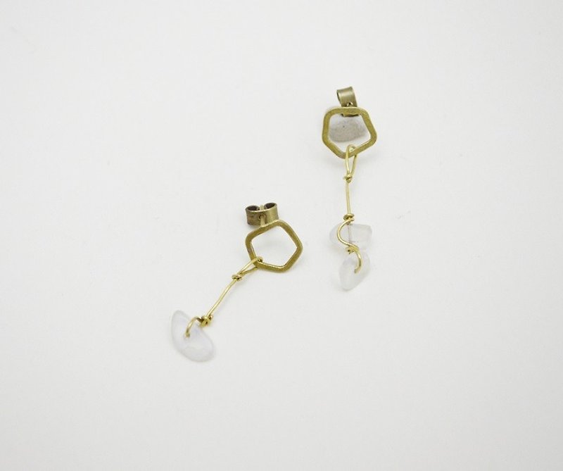 figure-#5‧Moonstone‧Brass Earring - ต่างหู - โลหะ สีทอง