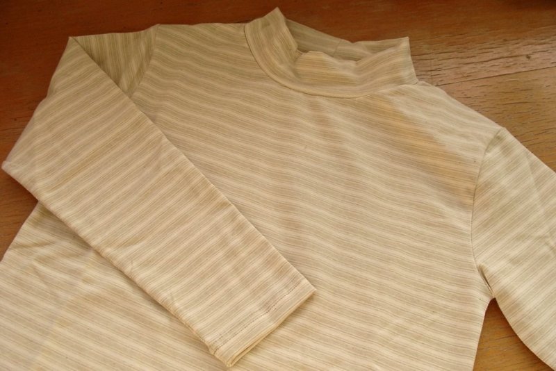 [Out of Print Special Event] Organic Color Cotton Striped Long Sleeve Half Turtle Collar (Children’s Style) - เสื้อยืด - ผ้าฝ้าย/ผ้าลินิน 