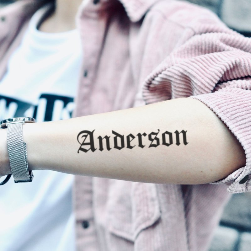 OhMyTat 安德森 Anderson 刺青圖案紋身貼紙 (2 張) - 紋身貼紙/刺青貼紙 - 紙 黑色