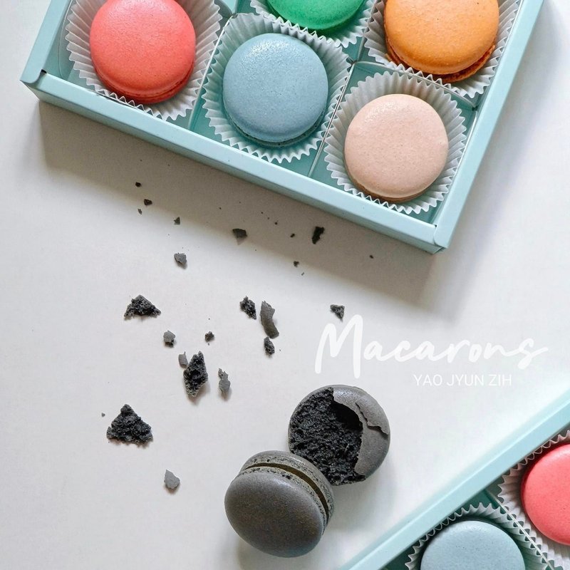 YAO JYUN ZIH [6 pieces of macaron dazzling gift box] (sugar-reduced formula) - เค้กและของหวาน - วัสดุอื่นๆ หลากหลายสี