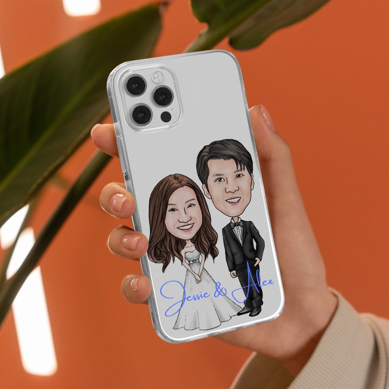 Custom Photo to Cartoon Drawing iPhone Case Family Couple iPhone 16 Pro Max - เคส/ซองมือถือ - พลาสติก สีใส