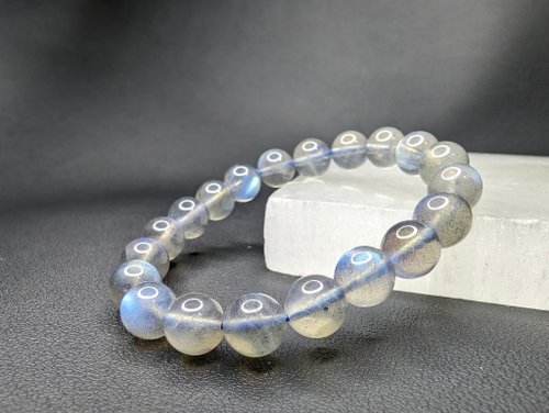 Double W 天然水晶創作館 【訂製品】彩光 灰月光石 拉長石 手串 手鍊 天然水晶 7-9mm