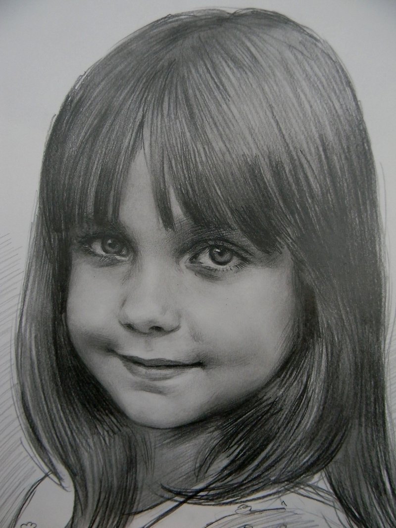 Custom portrait drawing, pencil portrait from photo, drawing from photo - ภาพวาดบุคคล - กระดาษ 