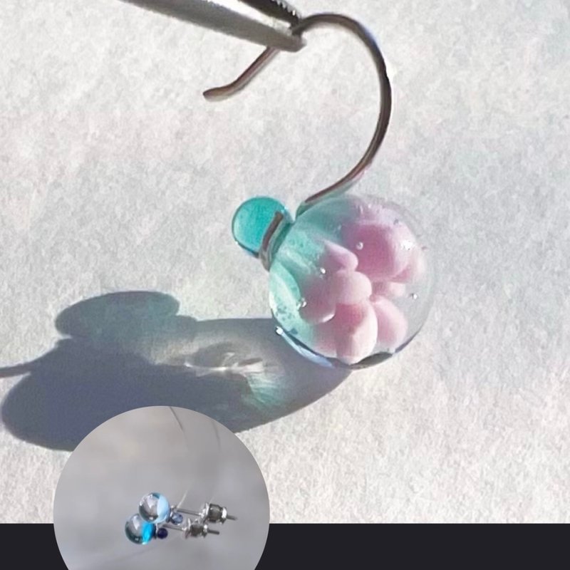 Pearl earrings (pair) - 耳環/耳夾/耳骨夾 - 玻璃 透明