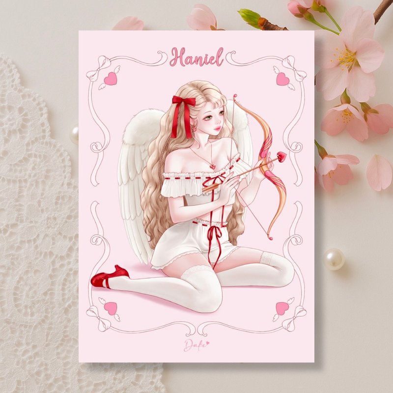 Haniel - illustrated postcard (dake) - 卡片/明信片 - 紙 粉紅色