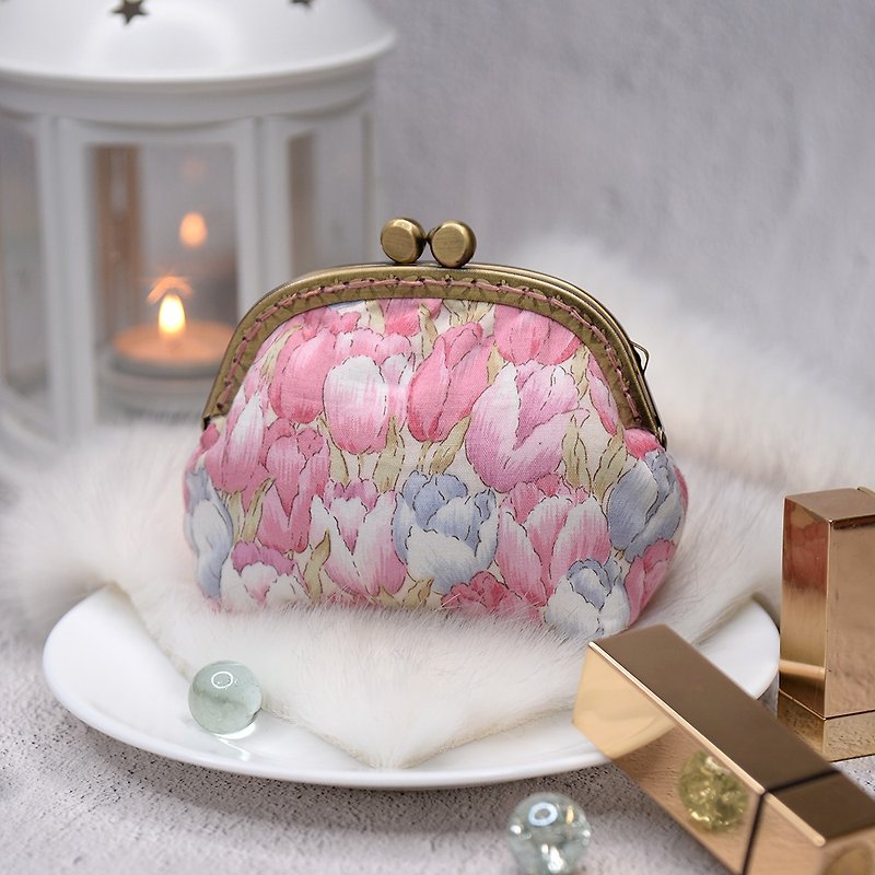 【Only one】 Pink pink tulip gold purse - กระเป๋าใส่เหรียญ - วัสดุอื่นๆ สึชมพู