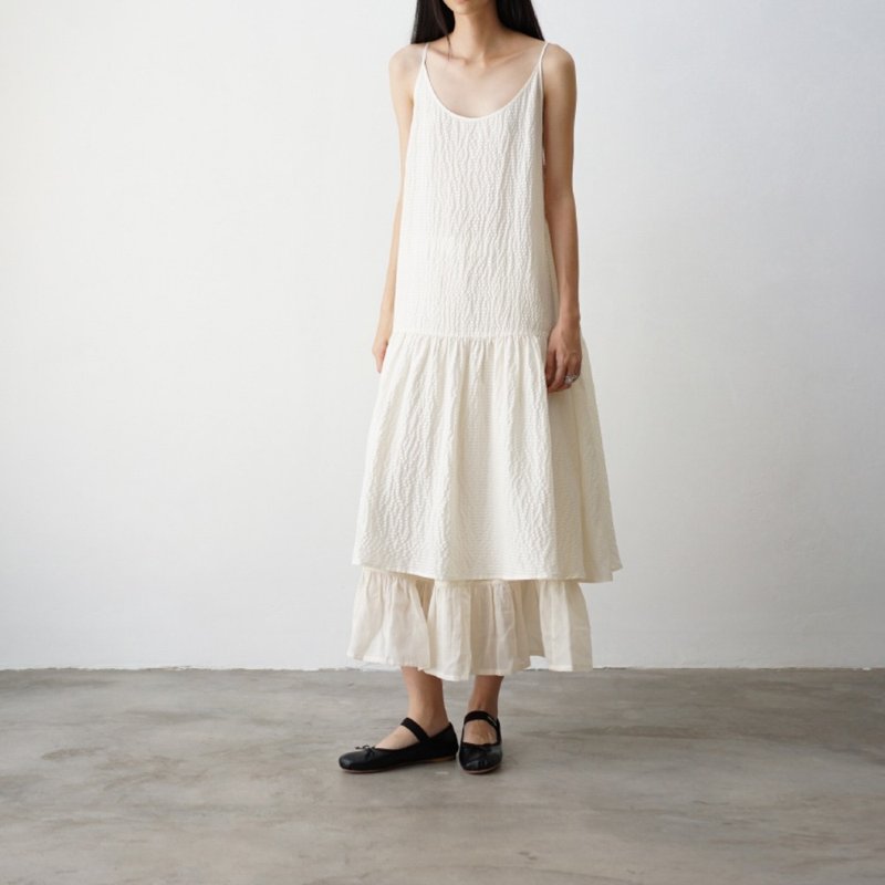 Silk Slip Dress - ชุดเดรส - ผ้าฝ้าย/ผ้าลินิน ขาว