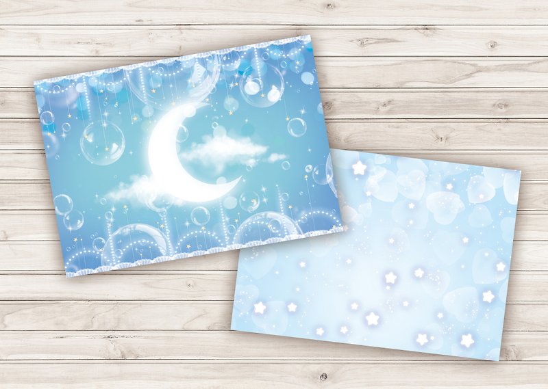 (Wrapping Paper) Moon(2) - Cards & Postcards - Paper Blue