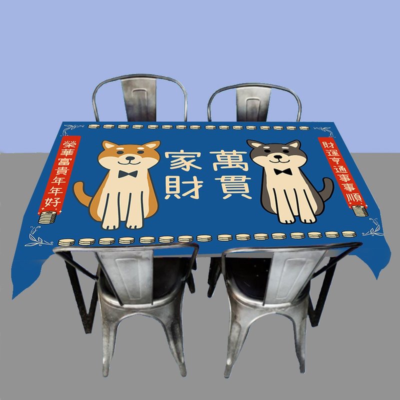 柴犬 桌布 露營 - 桌布/桌巾/餐墊 - 棉．麻 藍色