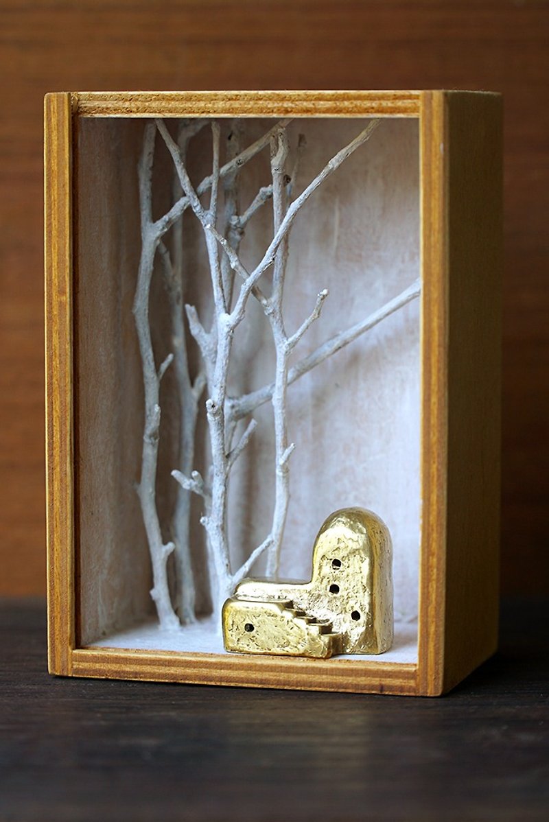 冬季 森林小屋盒景 黃銅小偶 - 裝飾/擺設  - 其他材質 白色