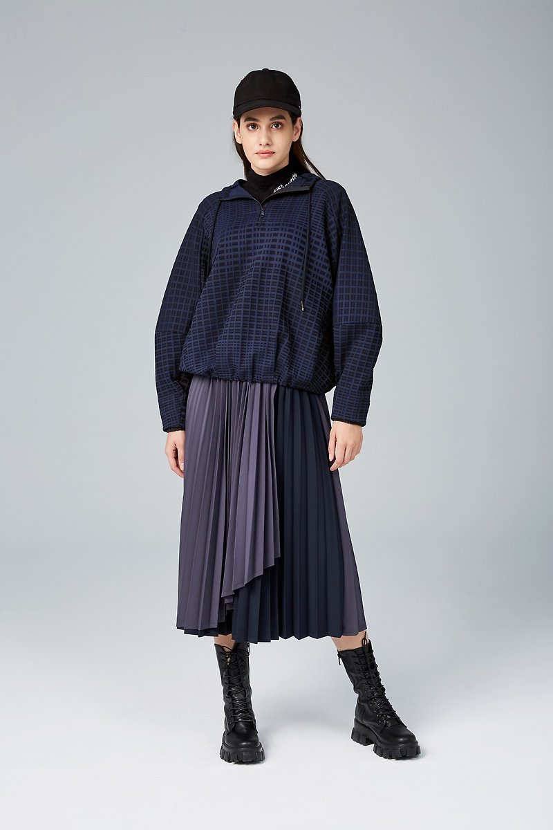 Three-dimensional contour hooded top 20W1TP02BU0010F - เสื้อผู้หญิง - เส้นใยสังเคราะห์ สีน้ำเงิน