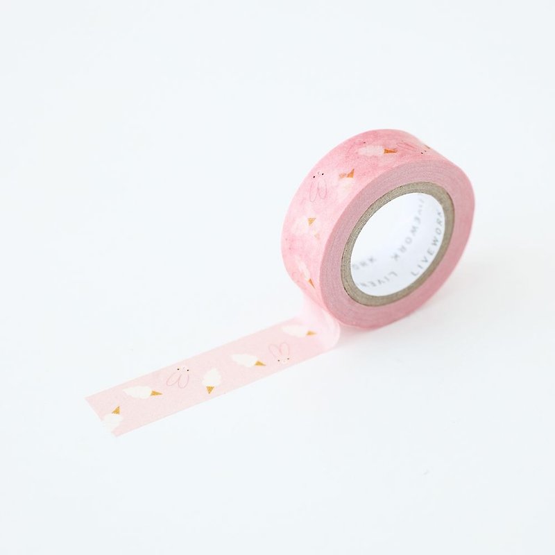 livework-Piyo paper tape (single) - cream rabbit, LWK53251 - Washi Tape - Paper Pink