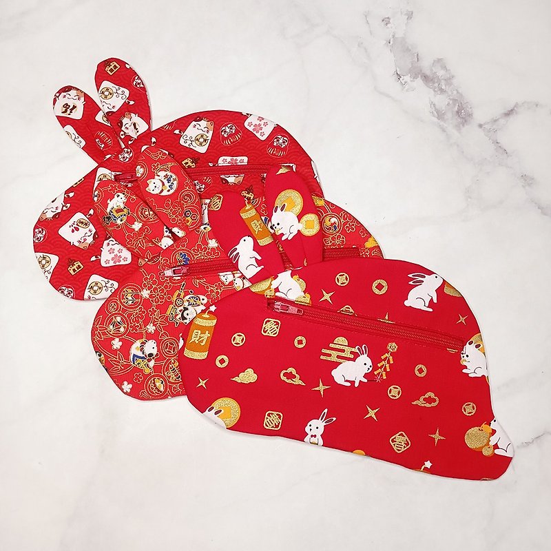 Rabbit shape cloth red envelope bag - ถุงอั่งเปา/ตุ้ยเลี้ยง - ผ้าฝ้าย/ผ้าลินิน สีแดง