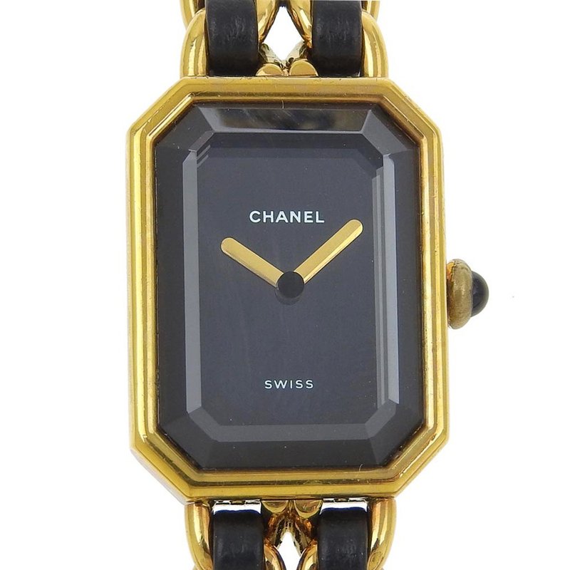 【日本直送】シャネル CHANEL プルミエール 腕時計 金メッキ × レザー ゴールド L クオーツ 黒文字盤 レディース【中古】 - 女錶 - 其他金屬 黑色